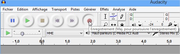 Start recording - Audacity