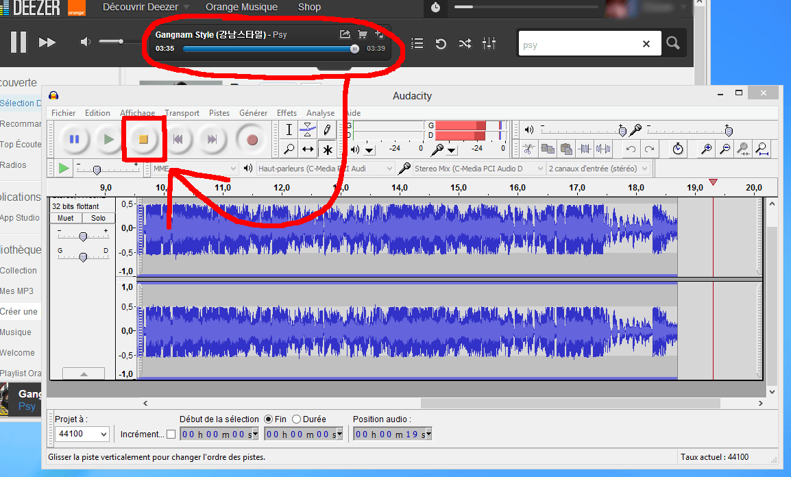 Stop recording - Audacity