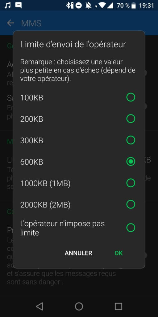 textra SMS - envoyer une photo de bonne qualité par MMS