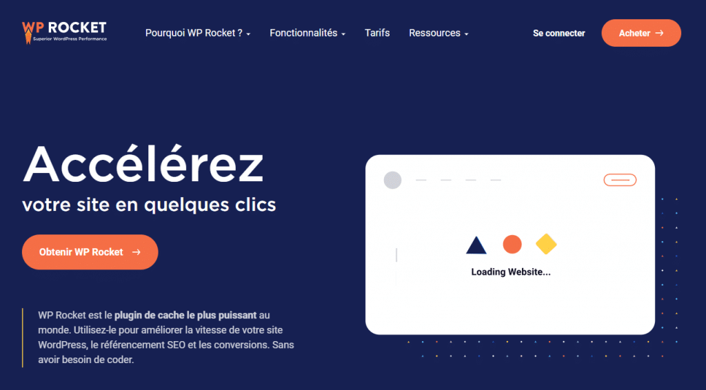 WP Rocket est le plugin de cache le plus puissant au monde. Utilisez-le pour améliorer la vitesse de votre site WordPress, le référencement SEO et les conversions. Sans avoir besoin de coder.