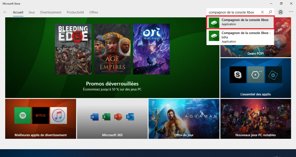 Busque la aplicación "Xbox Console Companion" en Microsoft Store