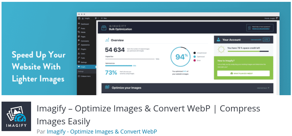 Imagify: ottimizza le immagini e converti WebP | Comprimi facilmente le immagini