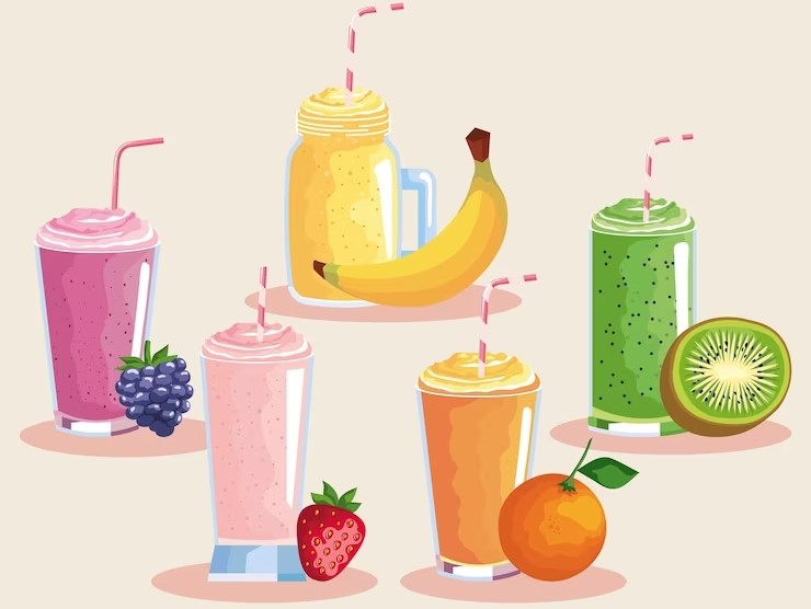 Image dessinées d'exemples de smoothies